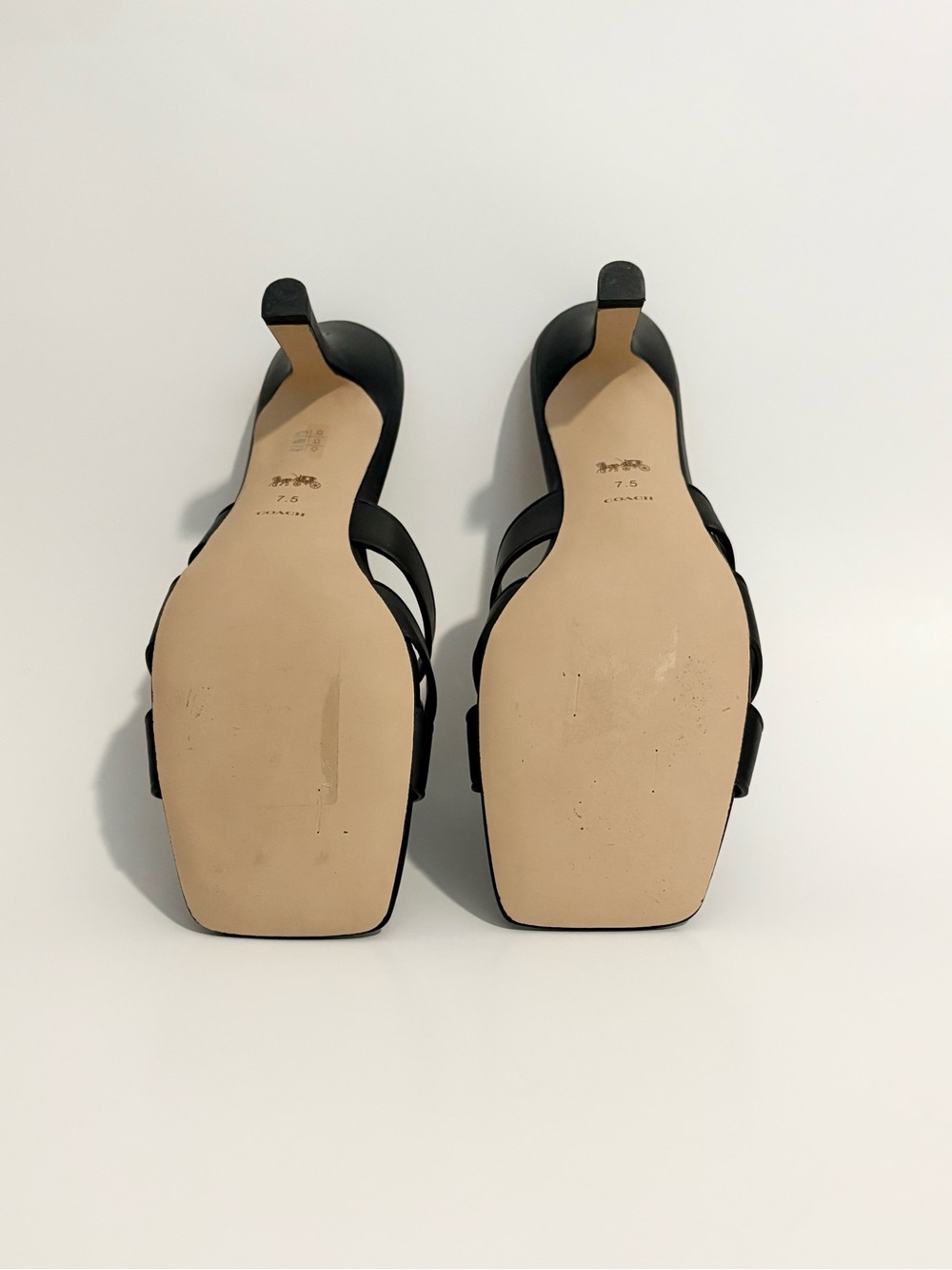 COACH - Black Leather Knotted Slide Heel - Women's Sandals - Picture 4 of 14